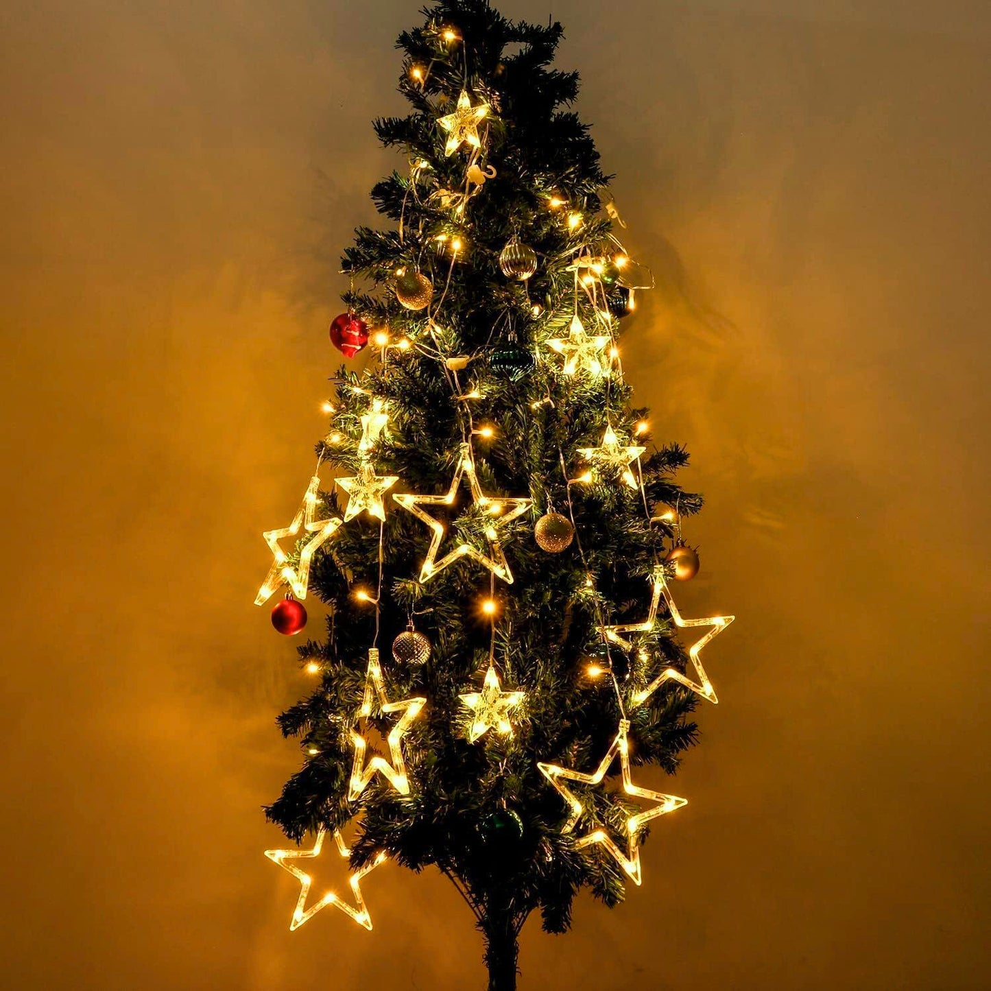 LitUp 12 Star Hanging String Light 3M | 6 Big Stars + 6 Small Stars | Warm White