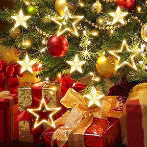 LitUp 12 Star Hanging String Light 3M | 6 Big Stars + 6 Small Stars | Warm White