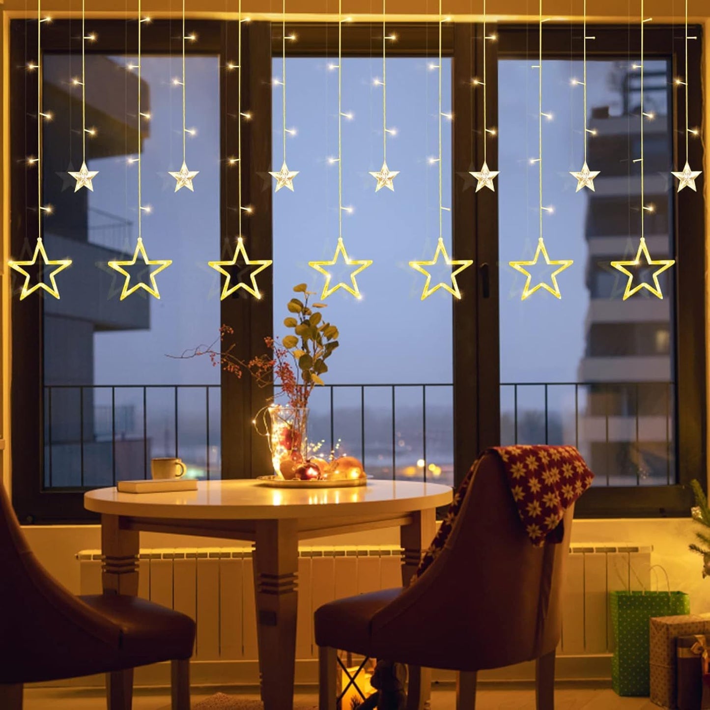 LitUp 12 Star Hanging String Light 3M | 6 Big Stars + 6 Small Stars | Warm White