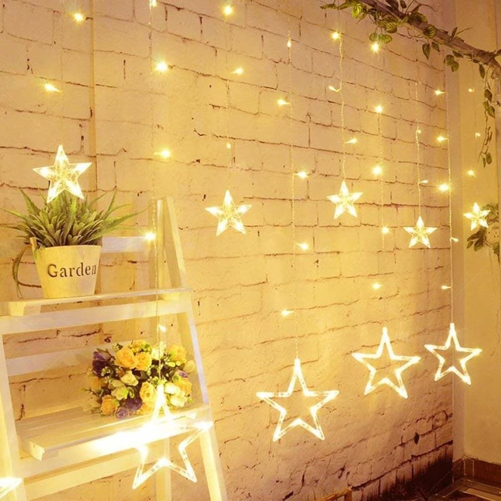 LitUp 12 Star Hanging String Light 3M | 6 Big Stars + 6 Small Stars | Warm White
